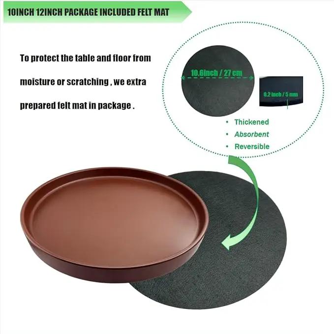 Ceramic Plant Saucer Pot Tray 10 Inch, Planter Saucers 4 5 6 7 8 9 10 11 12 13 Inch for Indoors Outdoor, Durable Sturdy Flower Drainage drip Water Tray for Glazed Pots Base (10.7 Inch-Brown) by GreenHaven Gardens