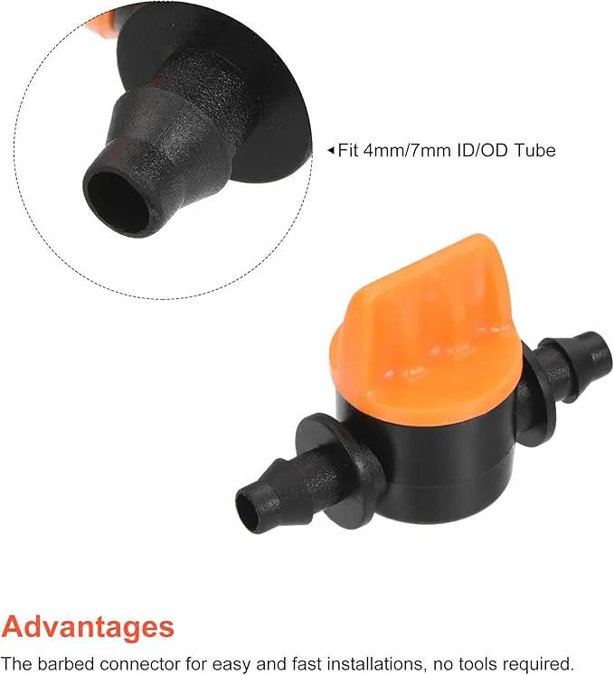 MECCANIXITY Micro Ball Valve 1/4" Barb Connector Shut Off Switch Plastic for Irrigation Drip Tube 2 Pack by GreenHaven Gardens