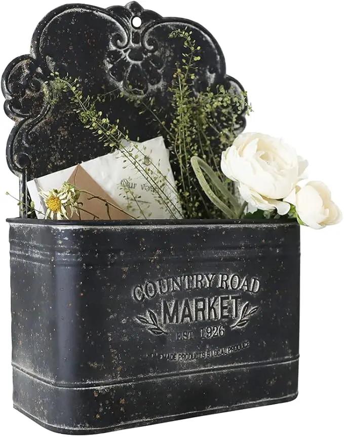 All Chic Black Wall Planter Metal Wall Planter Outdoor Wall Planter Wall Hanging Planter Rustic Wall Mount Planter Outdoor Indoor Wall Planter for Farmhouse Decor by GreenHaven Gardens