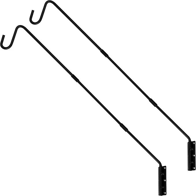 Juegoal 2 Pack Heavy Duty Deck Hook, 25 Inch to 36 Inch Wall Mounted Extended Reach Deck Hook Wall Pole Plant Bracket for Hanging Bird Feeder, Plants, Suet Baskets, Lanterns, Wind Chimes by GreenHaven Gardens