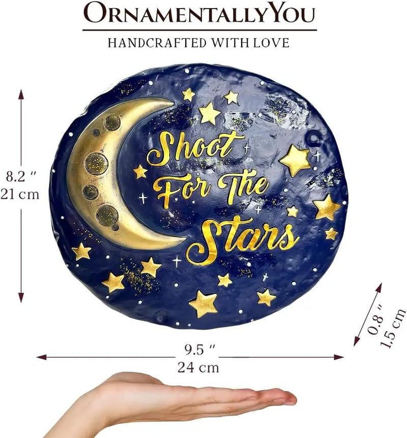 Elegant Resin Stepping Stone, Outdoor Garden Pathway Decoration (Shoot for The Stars Stepping Stone, 9.5" Galactic Moon and Stars Space Themed Gift) by GreenHaven Gardens