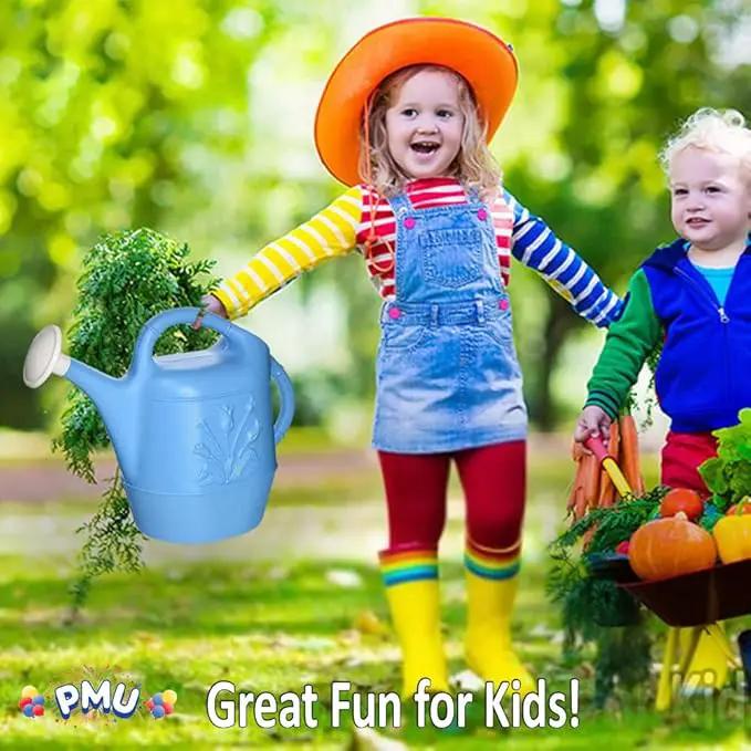 PMU 2 Gallon Watering Can - Garden Watering Can for Indoor & Outdoor Plants - Plastic Water Can with Detachable Sprinkler Head - Large Water Pot, Made in USA - Blue Pkg/1 by GreenHaven Gardens