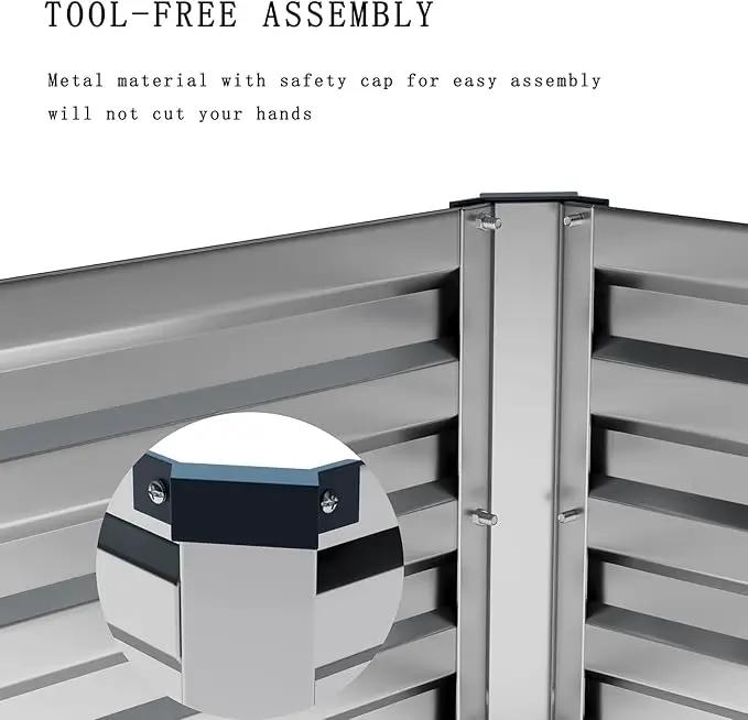 Galvanized Raised Garden Bed,12×2×1FT Metal Planting Box for Outdoor Vegetable, Herb,Planter Gardening (Silver) by GreenHaven Gardens