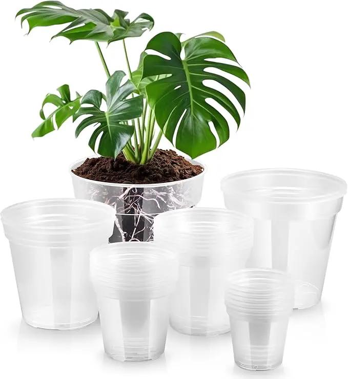 Vesici Large Size Clear Nursery Pots Variety Pack Plant Pots with Drainage Holes Planters for Indoor Plants Flexible Transparent Plastic Plant Bottle Succulents(24 Pcs,4/5/6/7/8/9 Inch) by GreenHaven Gardens