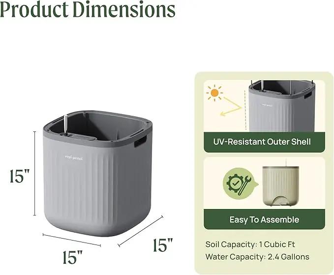 Vego garden Self Watering Pots Home Planters with Water Gauge for Effortless Indoor Plants Fog Gray by GreenHaven Gardens