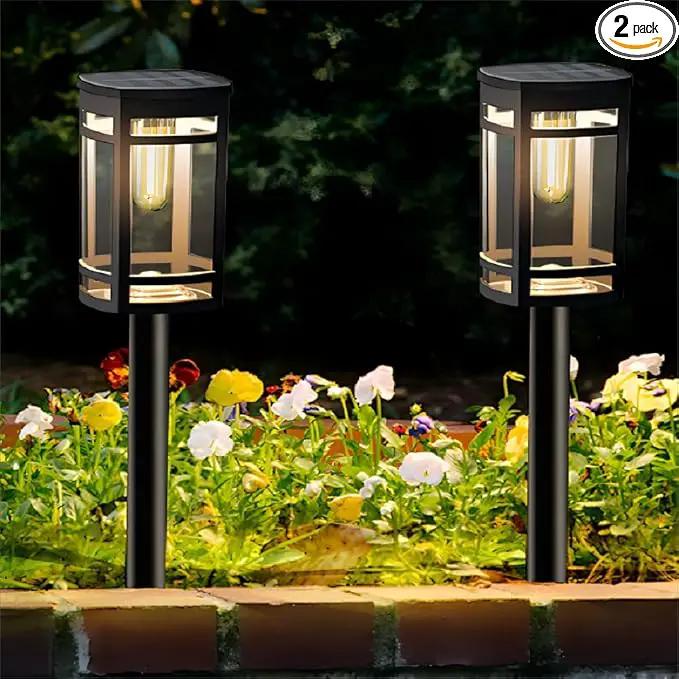 2 Pack Solar Lights Outdoor Waterproof for Garden Pathway Walkway Driveway Yard Lawn Decorative Landscape Lighting. (Warm White Light,2) by GreenHaven Gardens