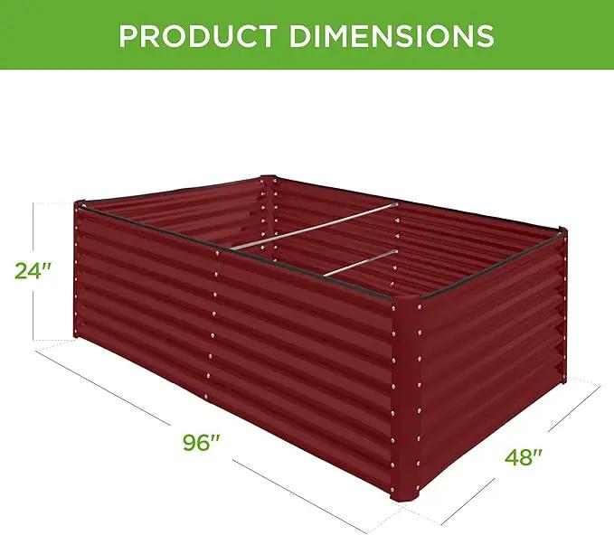 Best Choice Products 8x4x2ft Outdoor Metal Raised Garden Bed, Deep Root Planter Box for Vegetables, Flowers, Herbs, and Succulents w/ 478 Gallon Capacity - Royal Red by GreenHaven Gardens