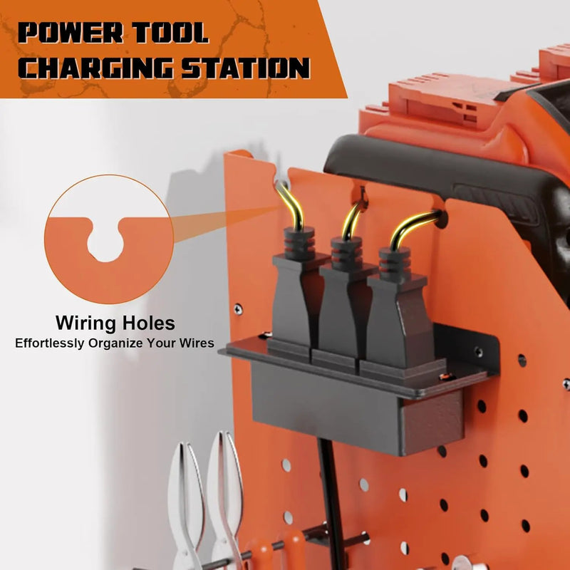 Power Tool Organizer Wall Mount, Expanded Width Garage Storage 3 Layer Heavy Duty Power Tool Storage Rack, 45.5" Battery Tools Holder with Charging Station Shelf by GreenHaven Gardens