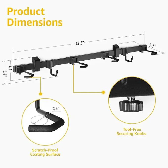 monTEK Enhanced Bike Storage Rack, Adjustable 4-Bike and 2-Helmet Hangers for Indoor Bike Storage, Customizable for Various Bike Sizes, Heavy-Duty Steel Bike Wall Mount, Max Load 265lbs, 48-in by GreenHaven Gardens