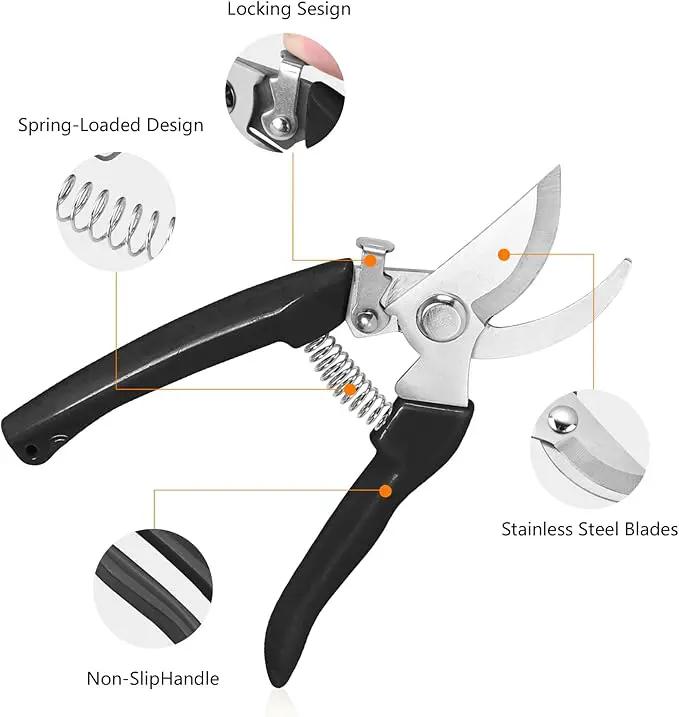 Garden Scissors for Plant, Tip Pruning Shears for Cutting Flowers, Trimming Plants, Bonsai and Fruits Picking (Black Bypass Blade Pruner) by GreenHaven Gardens