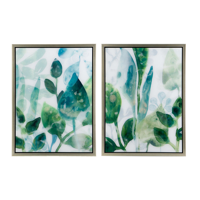 Framed Printed Acrylic Decorative Wall Art with Nature-Inspired Design - White / Green, photo 3 of 9