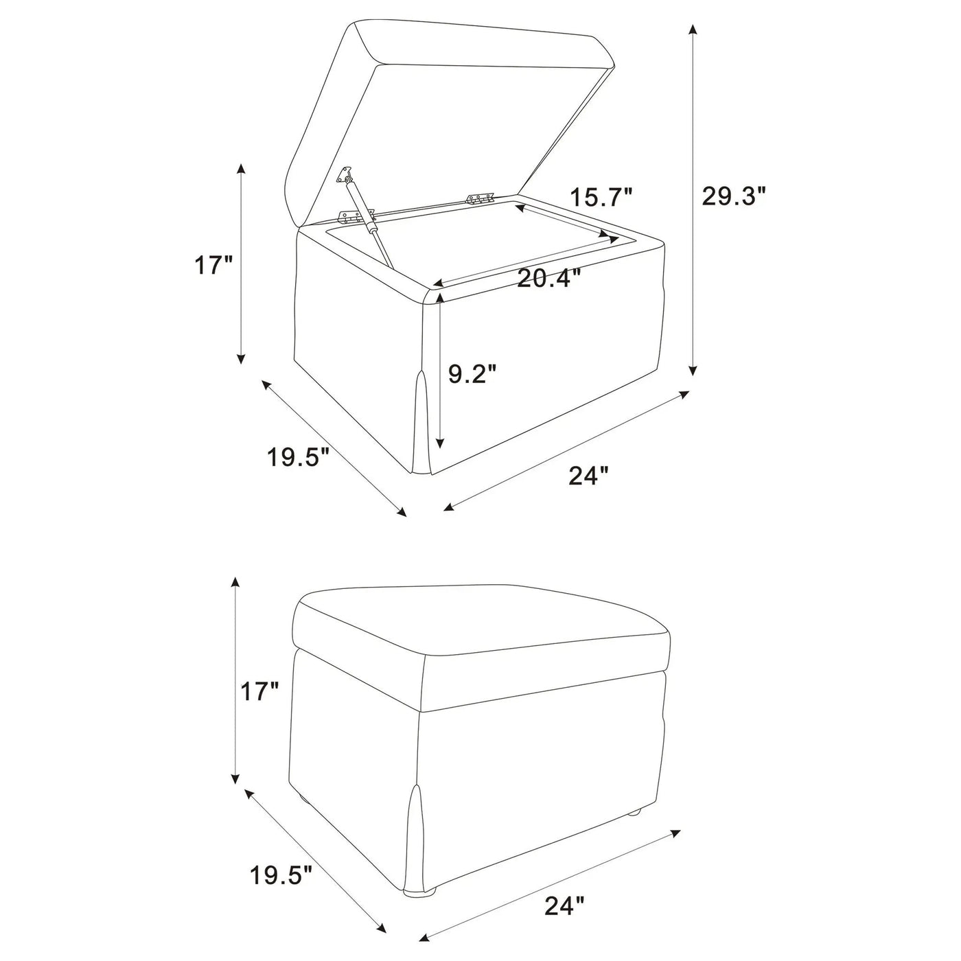 Merced - Lift Top Storage Ottoman by HouseOfZazla