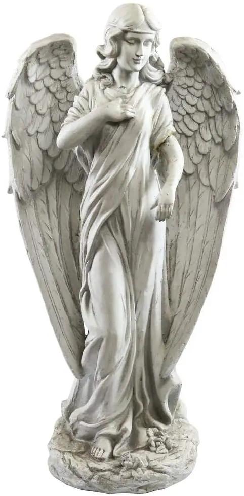 Alpine Corporation 31" Tall Indoor/Outdoor Angel Statue Yard Art Decoration, Light Gray by GreenHaven Gardens