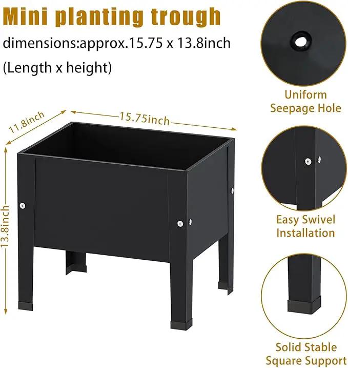 aboxoo 14 inch Black Planter Raised Beds with Legs Outdoor Small Metal Planter Box Elevated Garden Bed for Vegetables Flower Herb Patio by GreenHaven Gardens