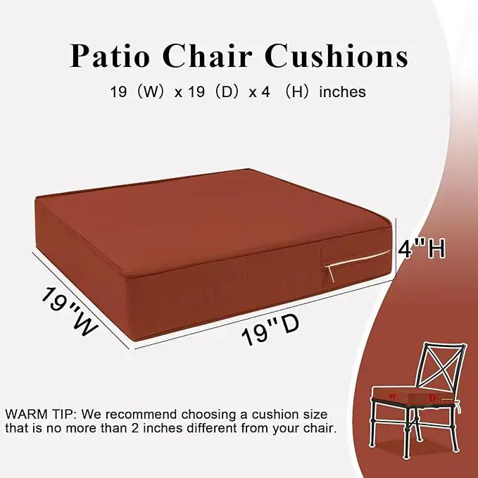 Outdoor Chair Cushions Set of 2 for Patio Furniture 19x19x4 Inch Waterproof Patio Chair Cushion 3 Year Color Fastness Square Elastic Foam Garden Sofa Couch Pads with Ties and Handle,Spice by GreenHaven Gardens