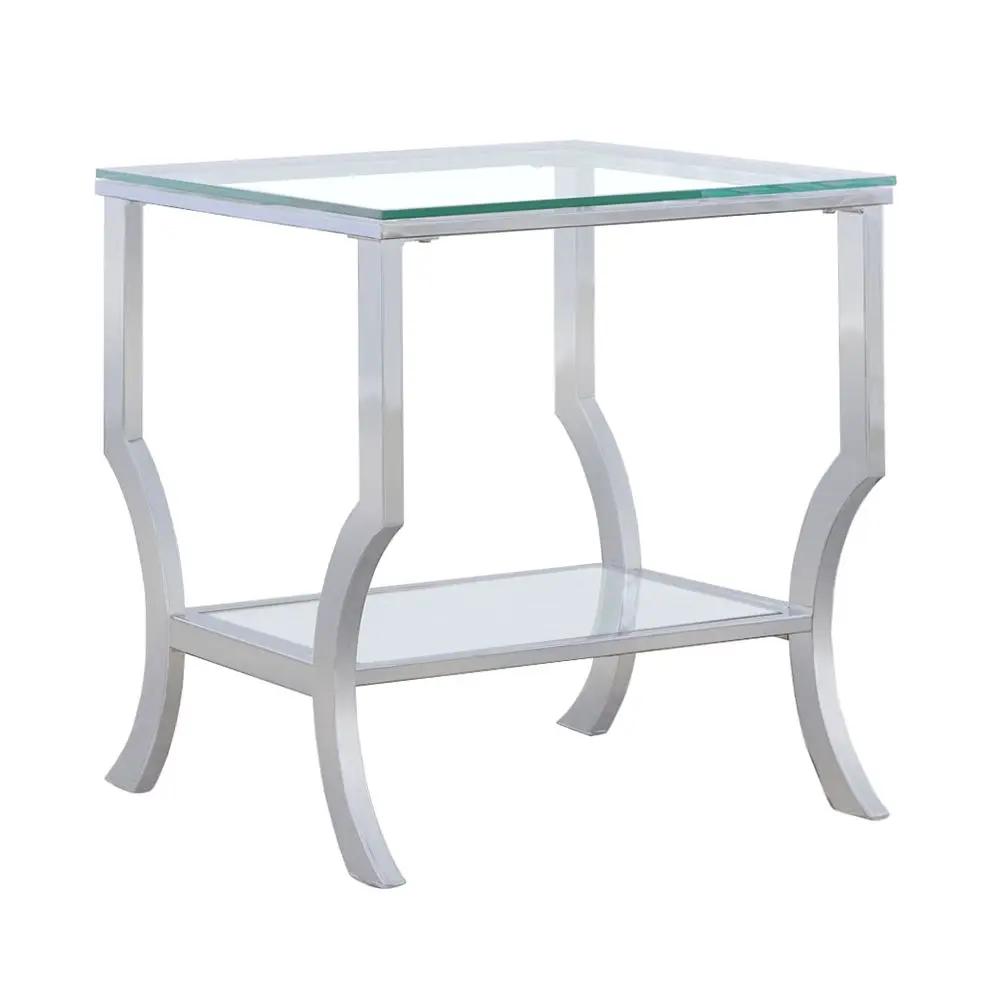 Saide Square Glass Top Side End Table Chrome by Unique Piece Furniture