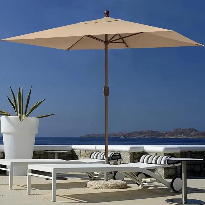 EliteShade USA 10-Year-Non-Fading 6.5x10Ft Rectangular Market Umbrella Patio Umbrella Outdoor Table Umbrella with Ventilation（Hrather Beige） by GreenHaven Gardens