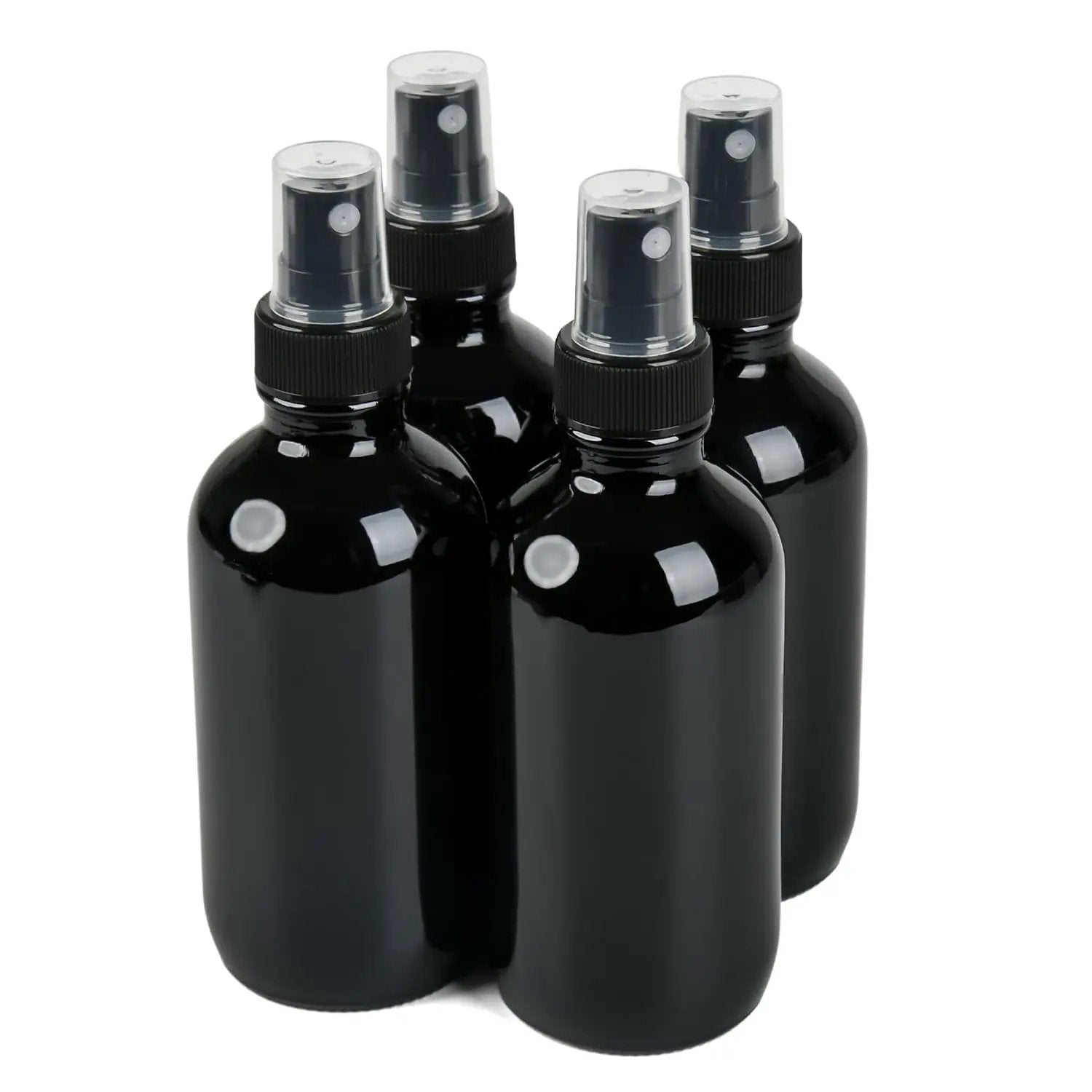 4 PCS, 4 oz Black Glass Mini Spray Bottles, Fine Mist, Refillable Containers for Cleaning Solutions and Skin Care by GreenHaven Gardens