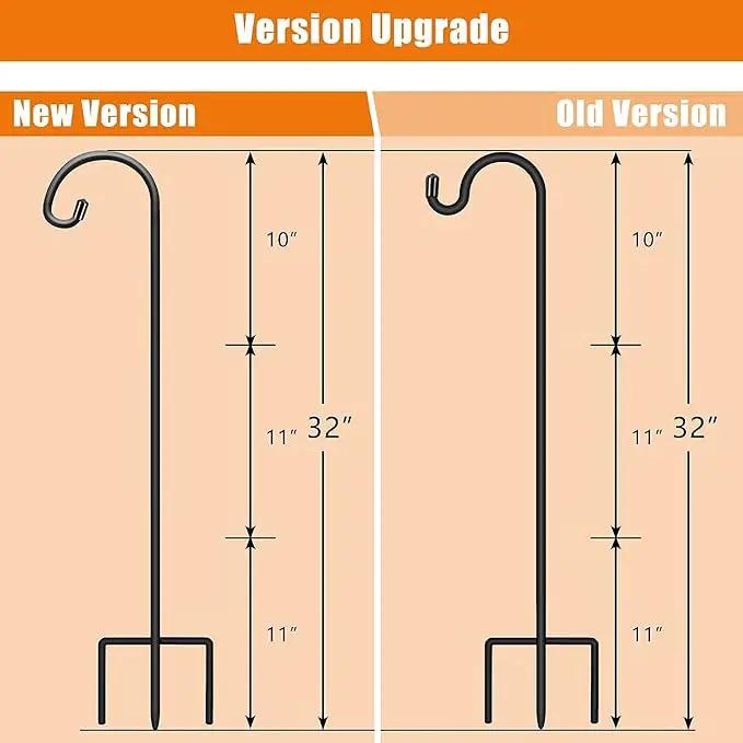 Gtongoko 32 Inch Shepherds Hooks for Outdoor 4 Pack Garden Hooks for Hanging Plants, Lanterns, Bird Feeders, Solar Lights, Mason Jars, Weddings Decor, Adjustable, Matte Black by GreenHaven Gardens