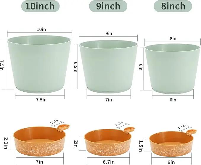GARDIFE 10/9/8 inch Plant pots, planters for Indoor Plants, self Watering Plant Pot, Flower pots, Green by GreenHaven Gardens