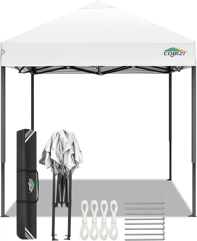 COBIZI 6.6x6.6ft Pop Up Canopy Tent, Heavy Duty Canopy Easy Set up All Weather Waterproof Outdoor Canopy Tent for Parties, Beach, Garden, Camping with 1 Handbag, 3 Adjustable Heights, UPF50+, White by GreenHaven Gardens