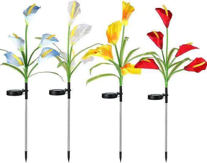 Veesee Solar Garden Lights - Outdoor Stake Lights with Calla Lily Design, Decorative for Lawn, Yard, Patio & Landscape (White, 2Pack) by GreenHaven Gardens
