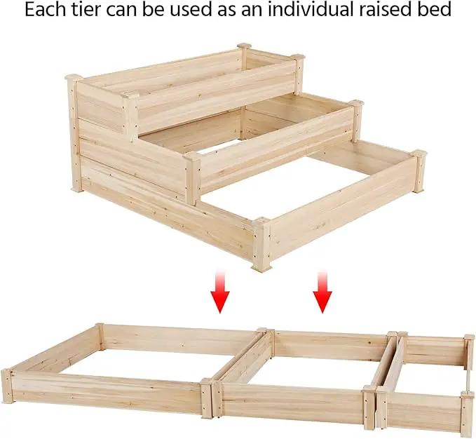 Yaheetech 3 Tier 47 x 47 x 22in Raised Garden Bed Horticulture Outdoor Elevated Flower Box Tiered Garden Bed Wooden Vegetables Growing Planter for Backyard/Patio/Gardener by GreenHaven Gardens
