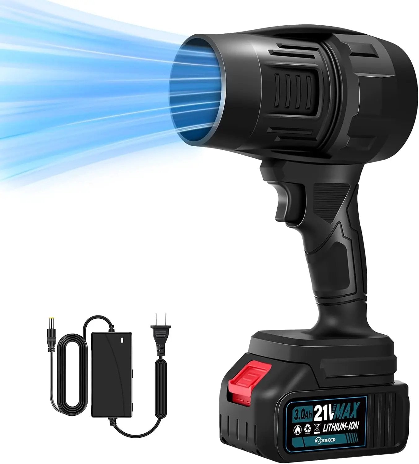 Saker Cordless Leaf Blower Portable Dust Cleaner Handheld Blower 180000 RPM Compressed Air Duster with Adjustable Speed for Patio Cleaning, Drying,Camping 1 Battery by GreenHaven Gardens