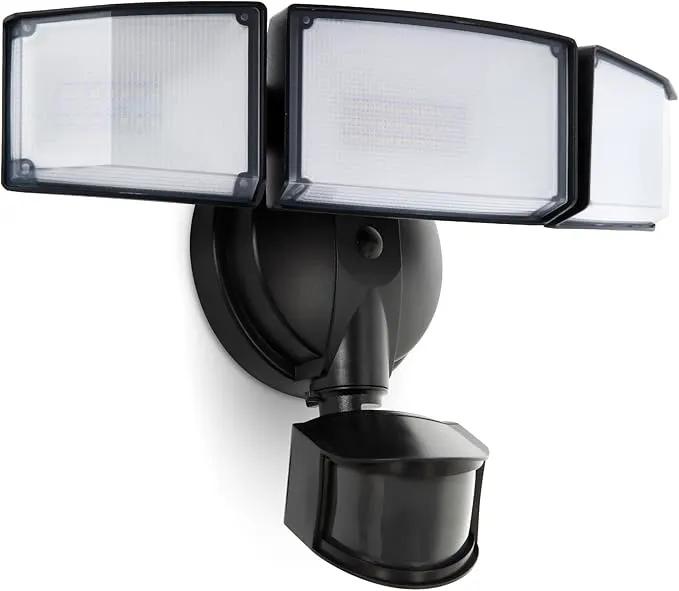 UME 49W LED Security Lights Motion Sensor Light Outdoor, 5000K Daylight, IP65 Waterproof, Dusk to Dawn, 3 Head Motion Detected Flood Light for Garage, Yard, Porch (Black) by GreenHaven Gardens