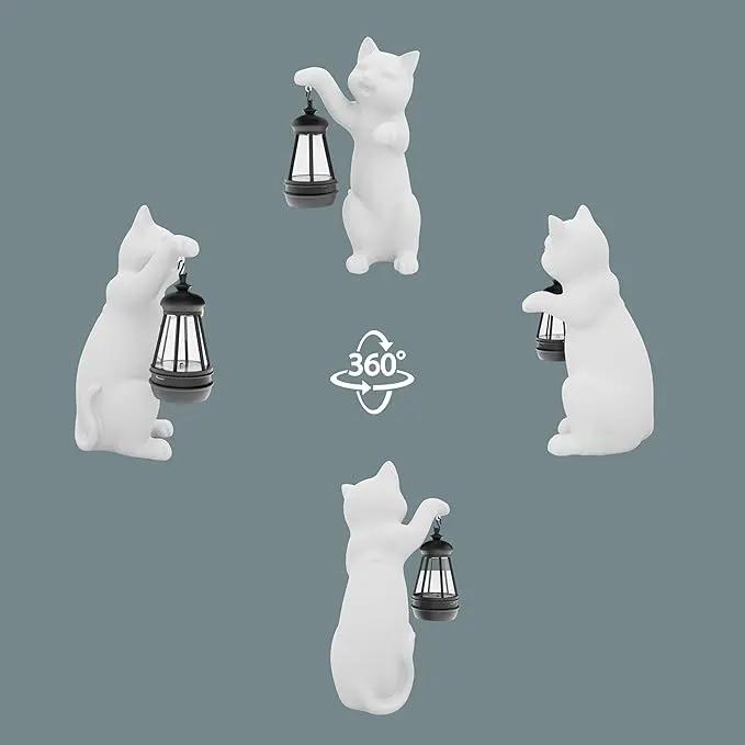 Solar Powered Garden Resin Statue Lights, 10 Inch Waterproof Outdoor Animal Cute Cat Figurine Lights, Suitable for Patios, Balconies, Lawns, Courtyards, Etc (Hand) by GreenHaven Gardens