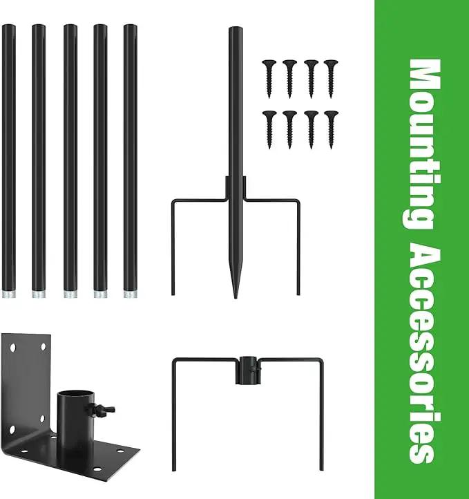 ERYTLLY Bird House Pole Mount Kit 96 Inch - Adjustable Hummingbird Bird Feeder Post Support Rod Universal Stand Set with 5 Prongs for Outdoor, Yard, Garden Decor, Black by GreenHaven Gardens