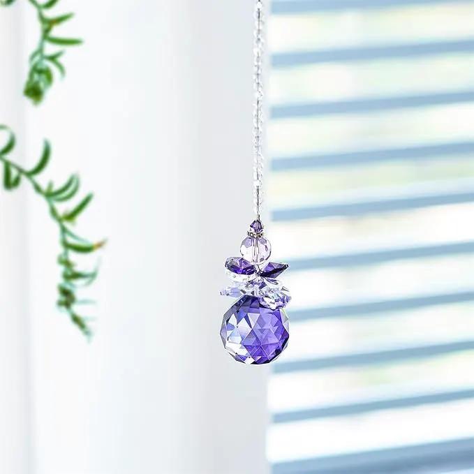 H&D Hanging Crystal Angel Suncatcher Rainbow Maker Guardian Angel Ornament for Home Window Decor (Purple) by GreenHaven Gardens