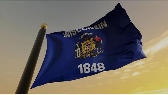 TOPFLAGS Wisconsin Flag 4x6 Outdoor WI State Flags Embroidered Longest Lasting Heavy Duty Polyester Stronger Brass Grommets 4 Stitched Hemming Perfect for Outside by GreenHaven Gardens
