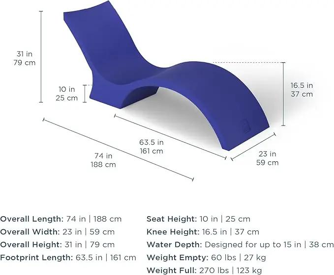 Ledge Lounger- Signature Chaise Deep - Inside Pool & Sun Shelf Lounge Chair - Designed for Deep Shelves 10”-15” - Compatible with All Pool Types - Poolside & Sun Deck Tanning - Set of 2 - Granite Gray by GreenHaven Gardens