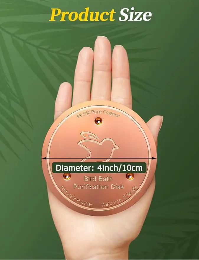Mellbree 3-Pack Bird Bath Copper Disk, 0.6mm Reinforced 99.99% Pure Copper Cleaning Disk with Triple-Point Support for Physical Safe Clean Water All-Season by GreenHaven Gardens