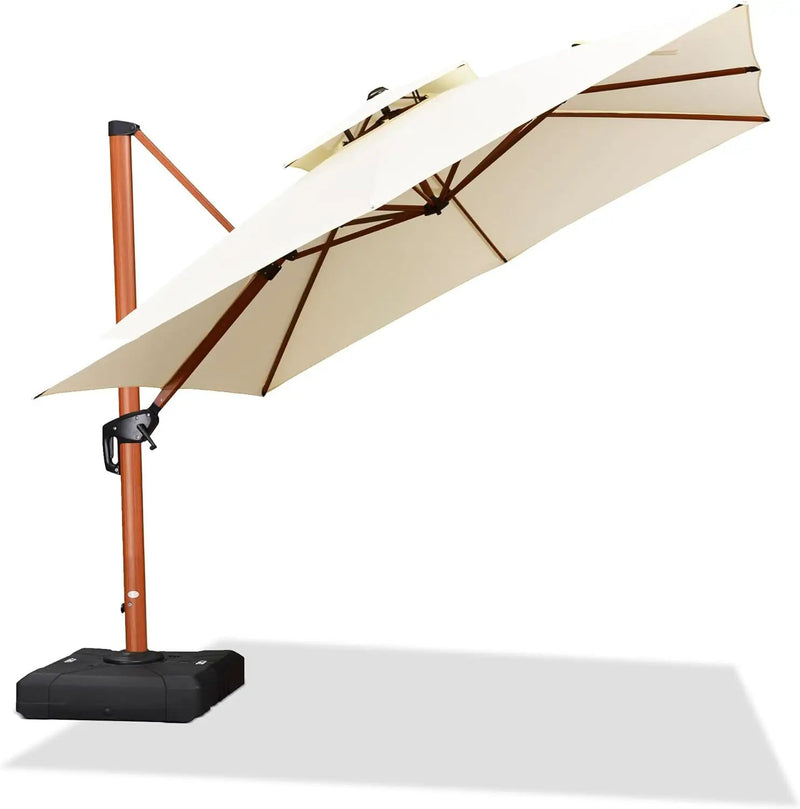 PURPLE LEAF 10ft Patio Umbrella Outdoor Square Umbrellas Large Cantilever Umbrella Windproof Offset Umbrellas Heavy Duty Sun Umbrella for Garden Deck Pool Patio, Cream by GreenHaven Gardens