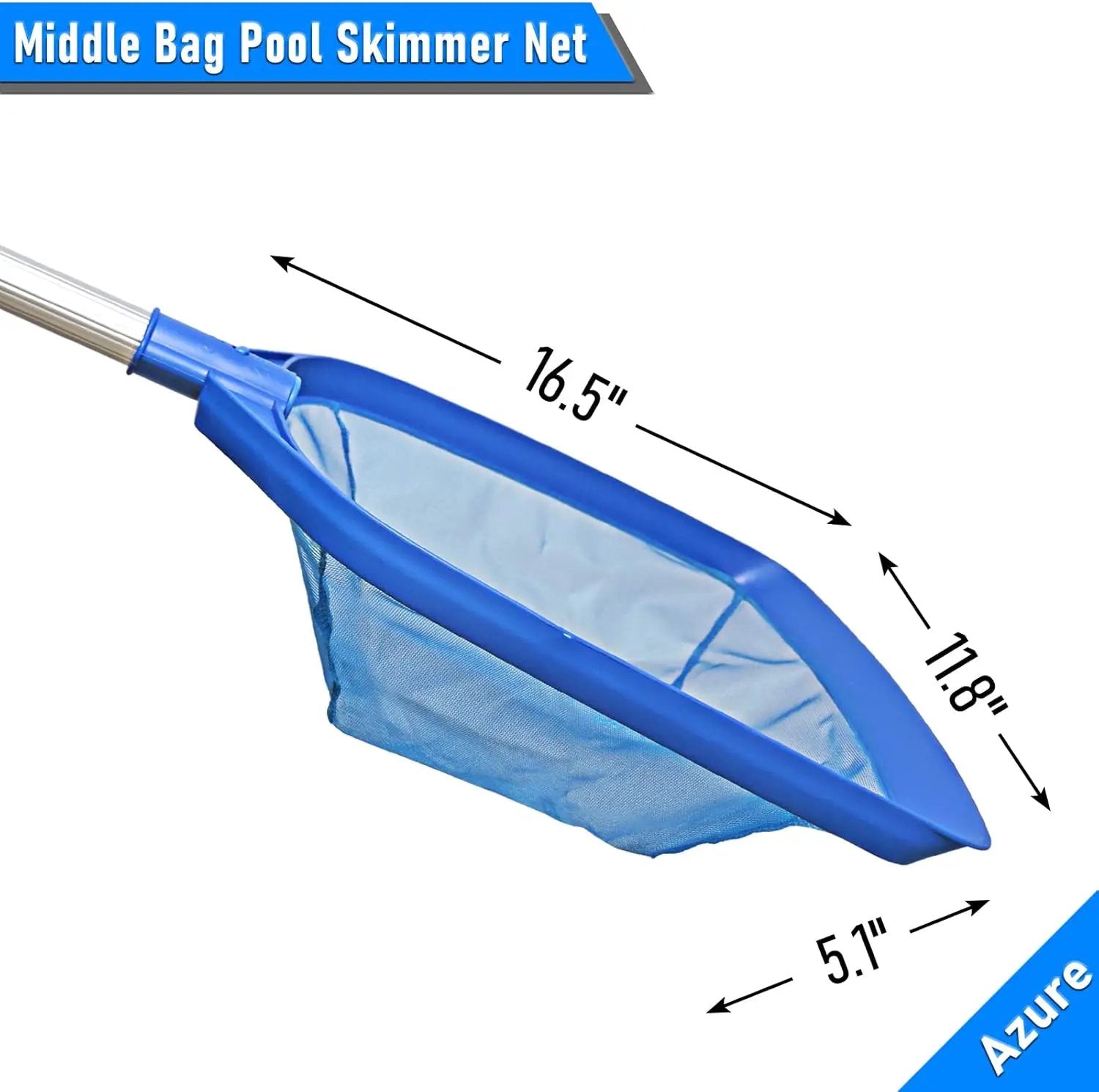 Poolvio Swimming Pool Leaf Skimmer Net, with 5 Sections Telescopic Aluminum Pole & Nylon Medium Fine Mesh Pool Net, Pool Cleaning Tool for Removing Leaves & Debris by GreenHaven Gardens