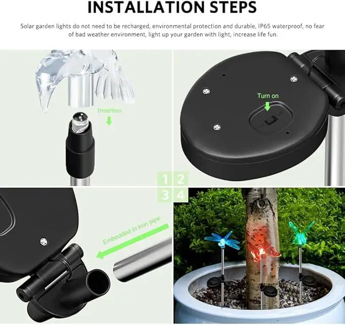 Anordsem Solar Lights Outdoor Decorations: Garden Stake Light Waterproof for Yard Decor Outside - LED Dragonfly Hummingbird Butterfly Lamp for Patio Pathway Home by GreenHaven Gardens