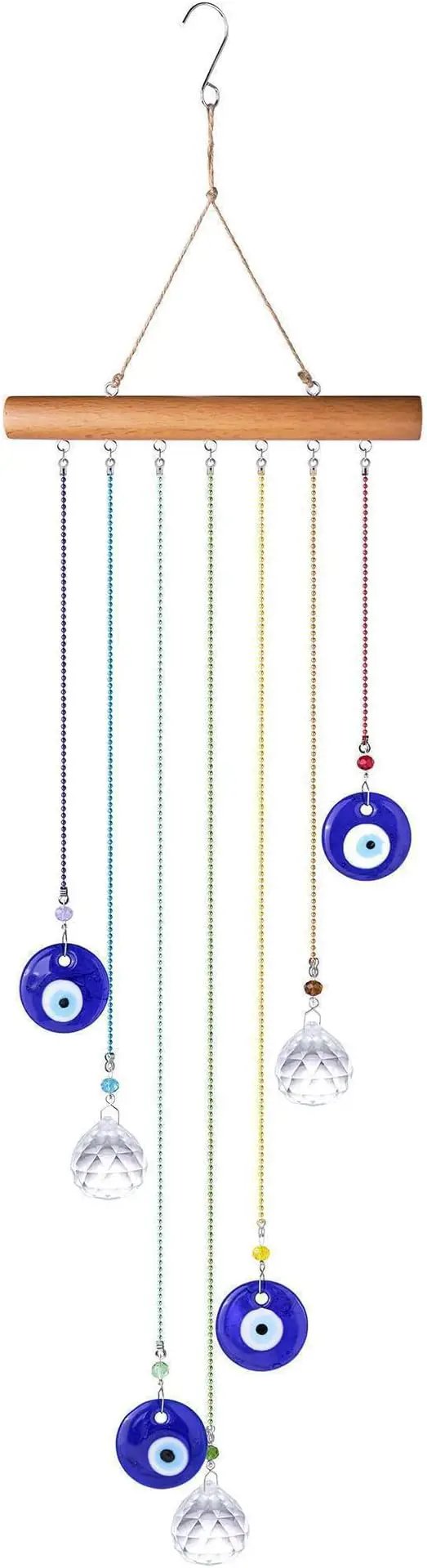 YU FENG Hanging Crystals Suncatcher Ornament Turkish Blue Evil Eye Decor Crystal Ball Prisms Rainbow Maker Pendant for Window Garden by GreenHaven Gardens