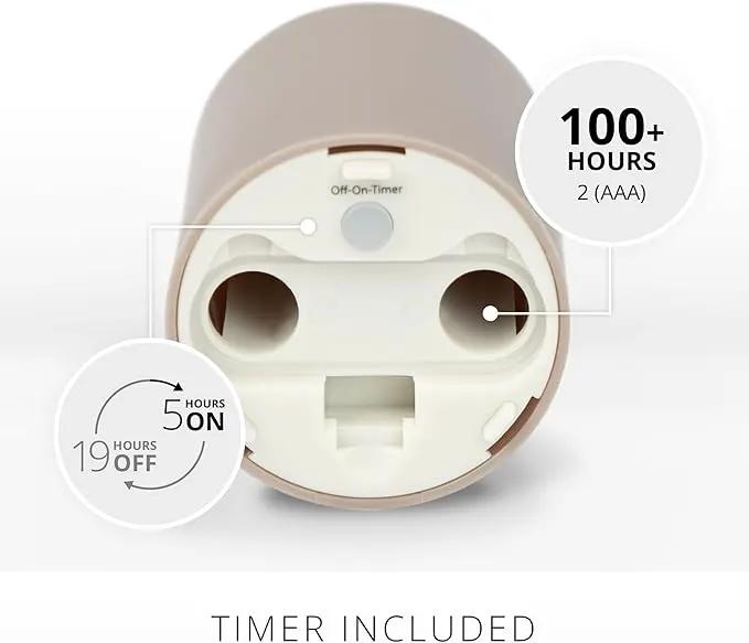 Luminara Outdoor Votive Flameless LED Candle, Timeless Taupe 2" x 3.2", Moving Flame Battery Operated Timer Remote Ready IPX4 Matte Plastic Finish by GreenHaven Gardens