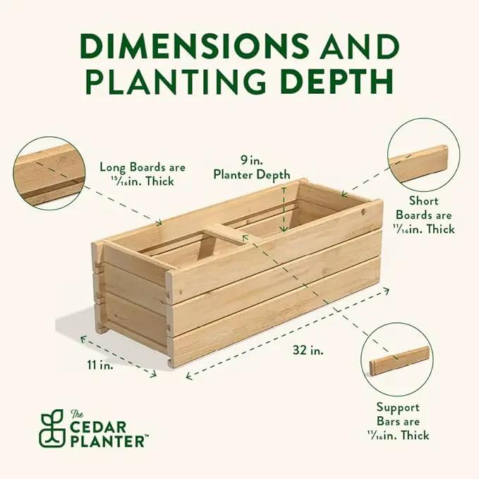 Greenes Fence Cedar Wood Planter Box, 32" x 11" x 10" - Made in USA with North American Cedar by GreenHaven Gardens