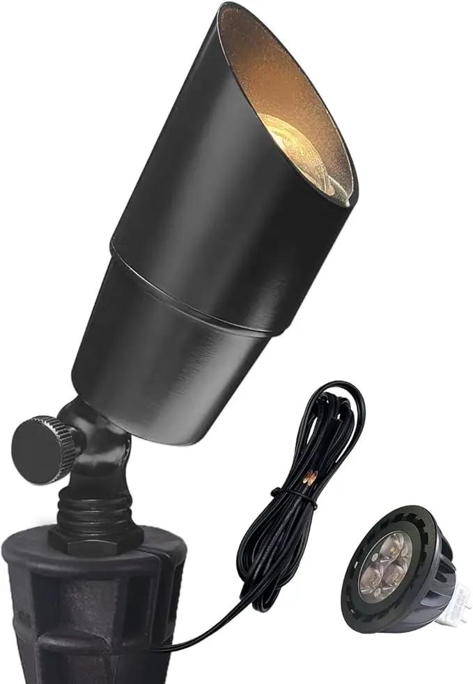 COLOER Brass Low Voltage Landscape Spotlight(Black) 1-Pack with 5W Aluminum Housing MR16 LED Bulb 2700K 450LM CRI85+,12V AC/DC Outdoor Uplighting, Directional Garden Patio Spot Up Light(101B-Black) by GreenHaven Gardens