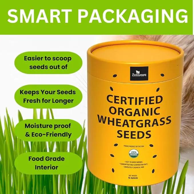 Certified Organic Wheatgrass Seeds – 12,500+ Non-GMO USDA Cat Grass Seeds in Food-Grade Container with Lid for Easy Scooping & Freshness by GreenHaven Gardens