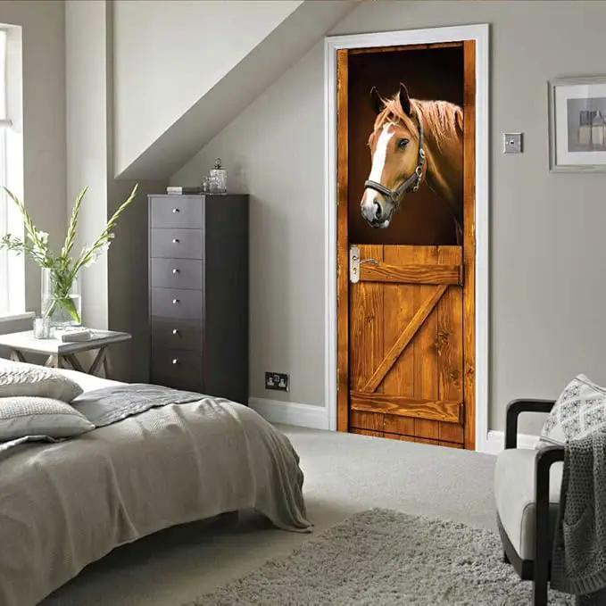 3D Peel and Stick Murals - Horse - Wallpaper Self-Adhesive Decals Removable PVC Waterproof Door Poster for Bedroom Living Room 31.5" x 78.7" by GreenHaven Gardens