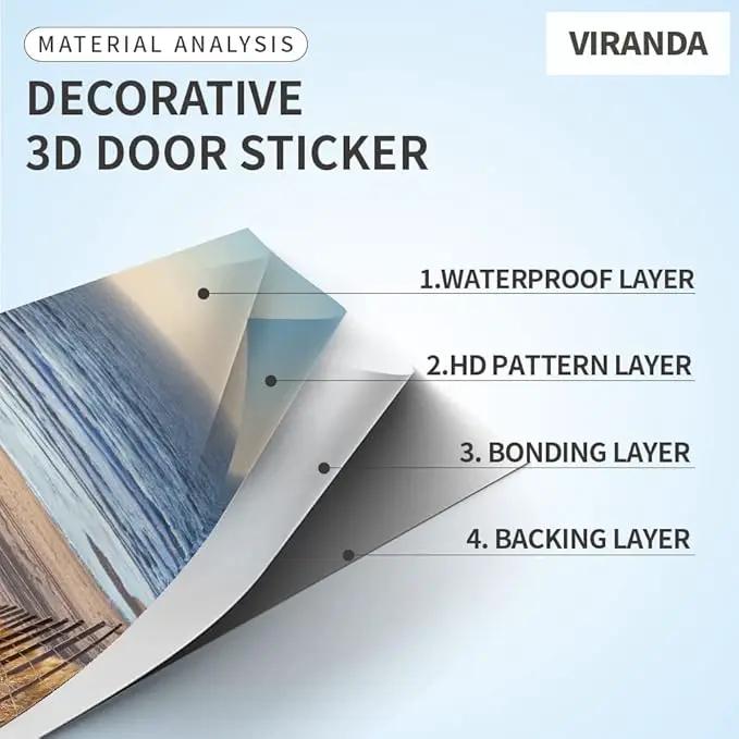3D Buddha Statue Door Stickers - Peel and Stick Murals, Self-Adhesive Wallpaper Decals, Removable PVC Waterproof Poster for Bedroom Living Room 30.3" x 78.7" by GreenHaven Gardens