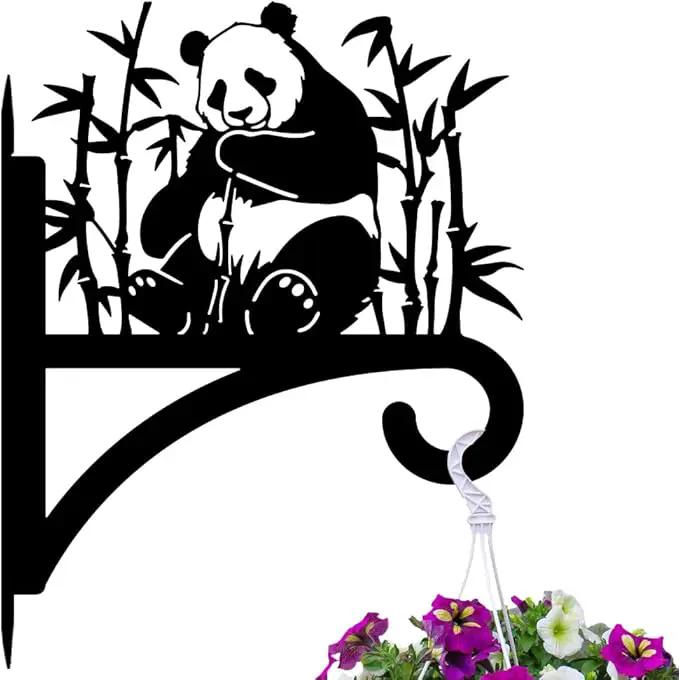 Peacoblue Iron Plant Hangers Holder for Outdoor Indoor Hanging Plants Flower Fern Pots Lantern Bird Feeder Wind Chimes, 12”x14” Weather Resistant Metal Wall Bracket Hooks for Porch Garden House(Panda) by GreenHaven Gardens