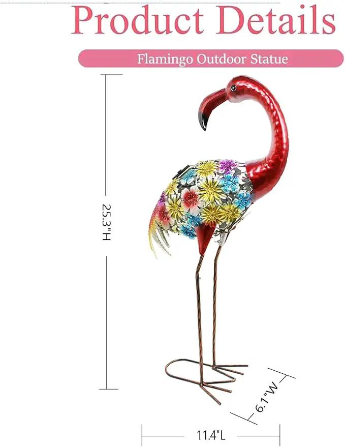 Solar Outdoor Garden Lights,25.3 Inch Height Metal Flamingo Sculptures Garden Statues,Mothers Day Ideal Gifts, Waterproof Path Lights Lawn Stake Ornaments for Patio Pathway Lawn Porch Yard Decoration by GreenHaven Gardens