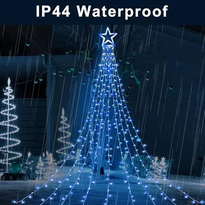 Christmas Decorations Star String Lights, 320 LED Waterfall Tree Lights with 13" Topper Star 8 Lighting Modes Indoor Outdoor Decorative for New Year, Holiday, Wedding, Party by GreenHaven Gardens