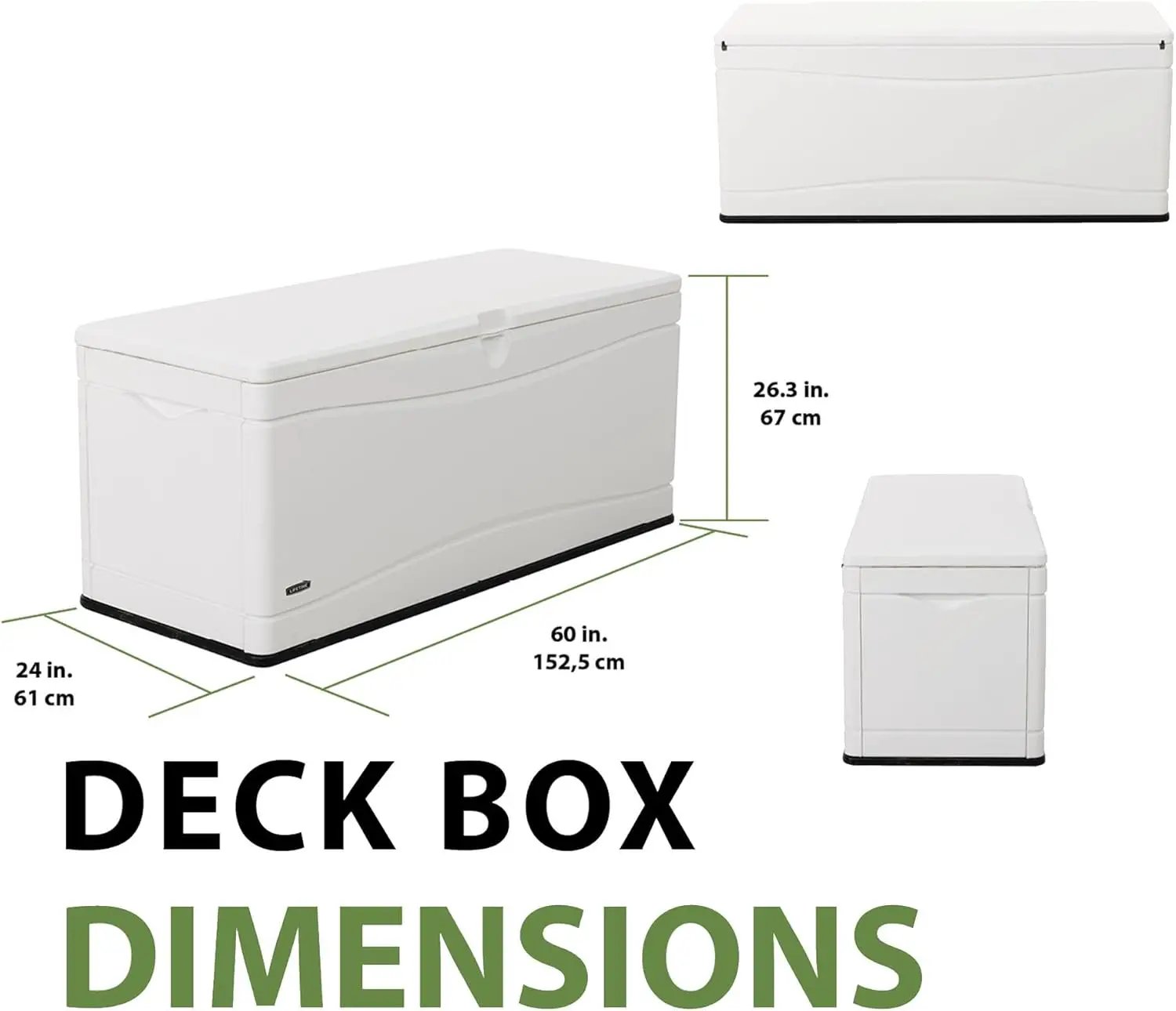 LIFETIME Outdoor Storage Deck Box, 130 Gallon, Arctic White, Lockable, UV-Protected, for Decks and Marine Docks by GreenHaven Gardens