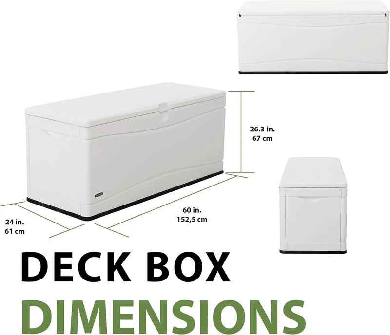 LIFETIME Outdoor Storage Deck Box, 130 Gallon, Arctic White, Lockable, UV-Protected, for Decks and Marine Docks by GreenHaven Gardens